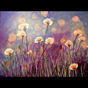 Soft purple pink flower wisps original acrylic